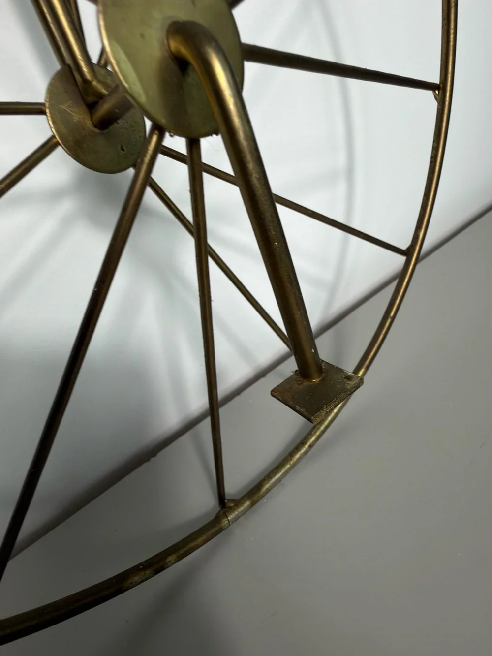 Vintage Penny Farthing High Wheel Bicycle Metal Wall Decor Wood Seat